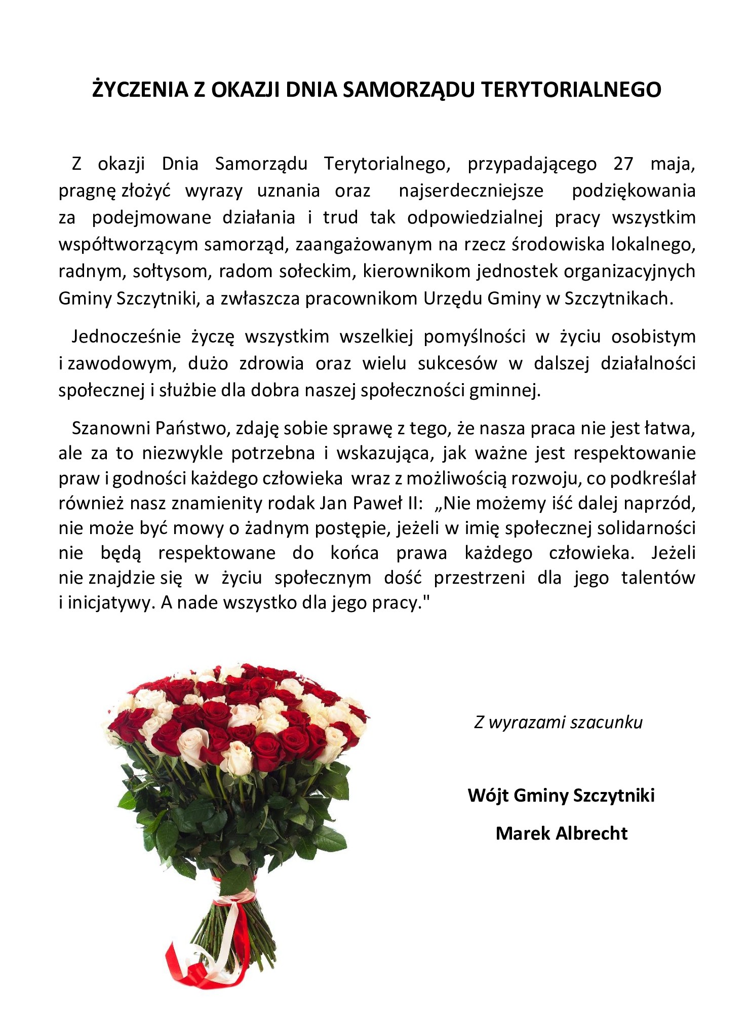 życzenia z okazji Dnia Samorządu 