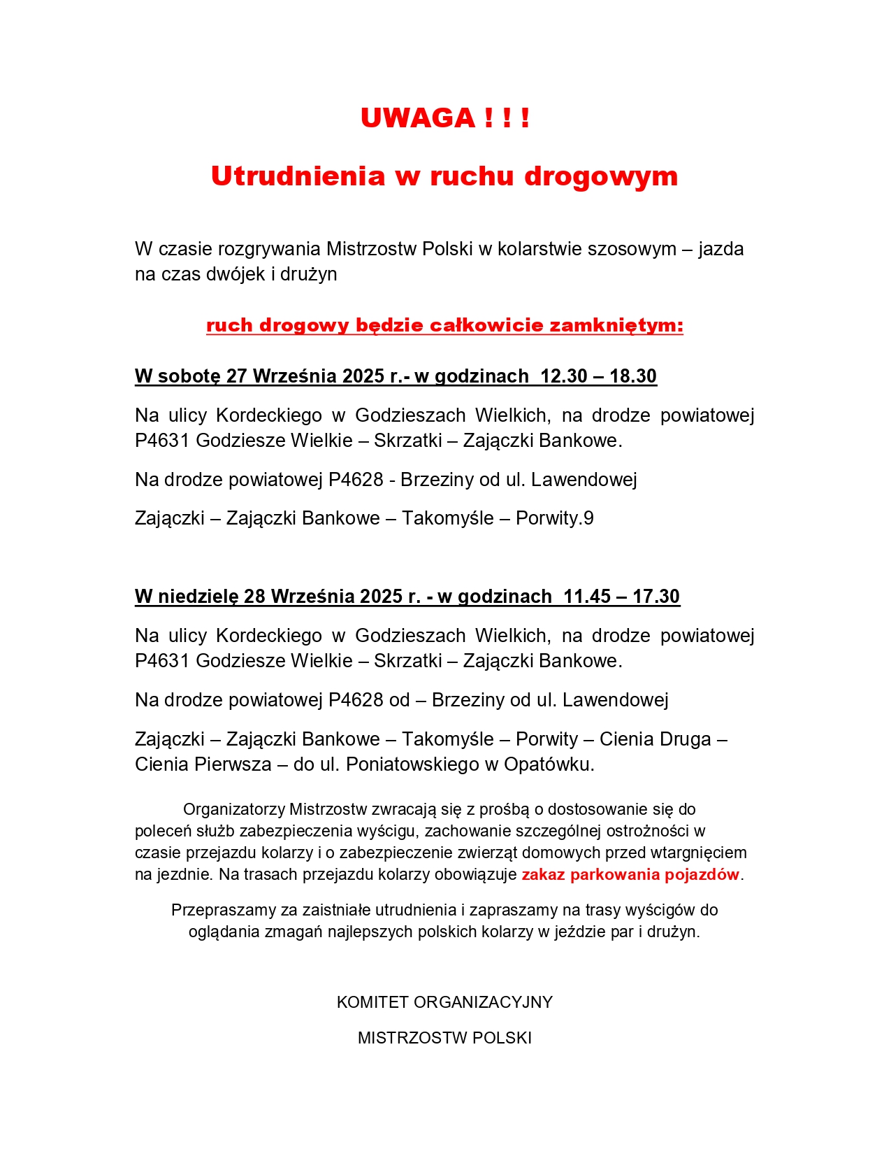 Ulotka o utrudnieniach 27 28.09.2025 page 0001
