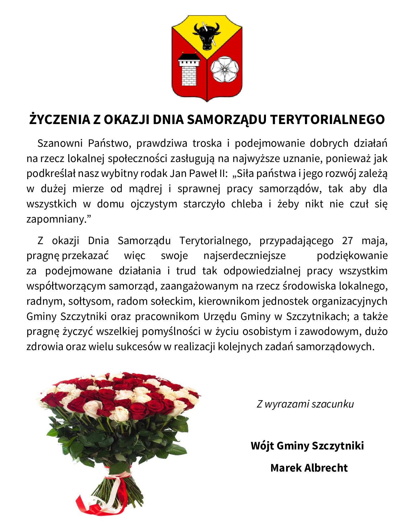 życzenia z okazji Dnia Samorządu 27
